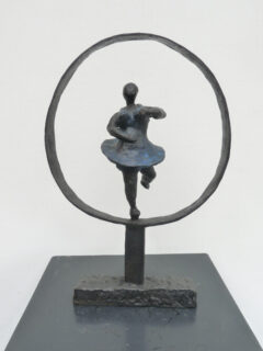 GEKLEURD VROUWTJE IN CIRKEL(blauw)